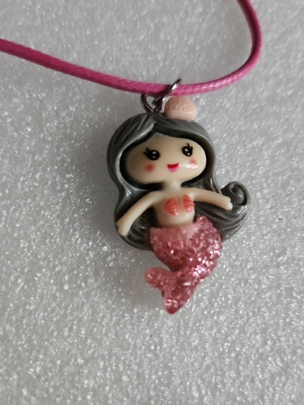 Hand Crafted Pink Glitter Mermaid Necklace